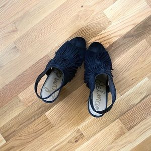 Sam Edelman Black Suede Fringe Heels
